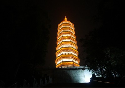 Night view of octagonal tower